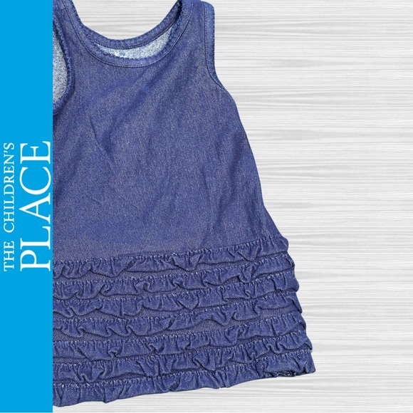The Children’s Place Infant Baby Girl Lot - 2 Denim Ruffle Dresses / Sz 18 mos - Picture 4 of 8